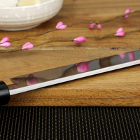 Couteau à sushi professionnel japonais en acier inoxydable avec lame à une seule denture et manche en bois de Pakka de qualité supérieure pour sashimi, pour droitiers