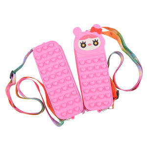 定制图案彩色儿童硅胶铅笔袋心形泡泡冰淇淋卡通铅笔盒带肩 - Product Image 1