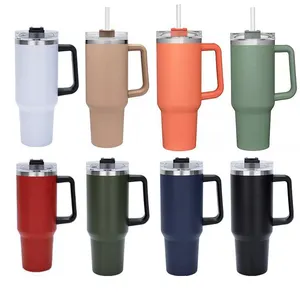 Stile moderno a doppia parete 40 oz tumbler all'ingrosso alla rinfusa 40 oz acciaio inossidabile isolato sottovuoto tumbler con coperchio della maniglia e paglia