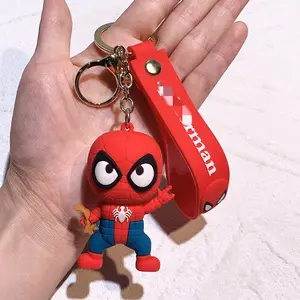 Phim hoạt hình sáng tạo 3D PVC phim hoạt hình đồ chơi schoolbag Mặt dây chuyền Quà Tặng anh hùng Vòng Chìa Khóa Kawaii Spiderman Keychain