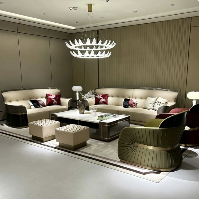 Italian-style Light Luxury Genuine Leather U-shaped Sofa Set with Disassembly & Customizable High-Back Design for Home Furniture