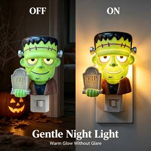 Wholesale Halloween <b>Bedroom</b> Middle <b>LED</b> Night <b>Light</b> Frankenstein RIP Tombstone 3D Fancy Decorative Lighting Plug-in Factory - Product Image 4