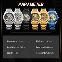 Montre Forsining de Luxe Automatique Mécanique pour Homme, Bracelet en Acier Inoxydable, Squelette, Vente Chaude Directe Usine Chine, OEM