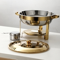 Ensemble de chauffe-plats moderne en acier inoxydable multifonctionnel pour buffet, design en métal doré, pour restaurant et service de traiteur
