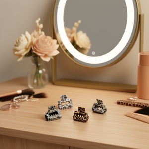 Fermaglio per capelli quadrato da 6 cm con stampa leopardata - Product Image 1