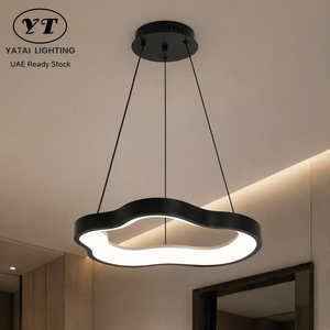 Modern Metal Led Pendant <b>Light</b> For <b>Indoor</b> Dining Room Bedroom With Remote Dimmable Tricolor Adjustable Height 27W - Product Image 1