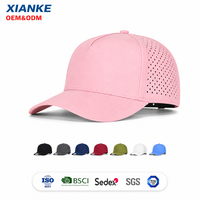 Casquette de baseball X&K rose écologique à calotte haute, broderie 3D, sportive, 5 panneaux, en polyester perforé au laser, pour mariage et club