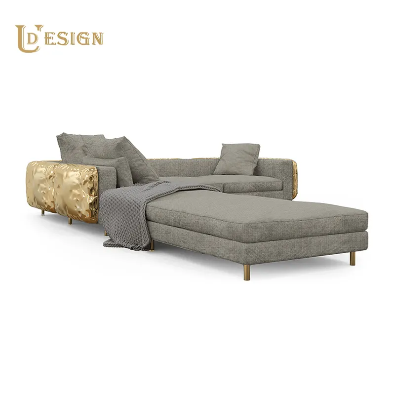 Boca lüks ev mobilyası online pirinç kanepe geri pirinç bacaklar kanepe L şekli oturma odası mobilya kanepe