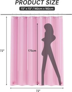 Forro de cortina de ducha transparente rosa de 72x72 pulgadas Forro de cortina de ducha Peva Premium con ojales a prueba de herrumbre y 3 imanes - Product Image 6