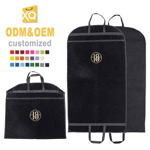 Logotipo personalizado de lujo reutilizable estilo Tote flocado vestido <span class=keywords><strong>traje</strong></span> cubierta no tejidos <span class=keywords><strong>terciopelo</strong></span> <span class=keywords><strong>traje</strong></span> bolsa con cremallera - Product Image 1