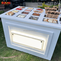 Chariot à bonbons pliable en bois blanc, style moderne et simple, pour décorations d'événements, mariages, fêtes, présentoir de snacks - En promotion
