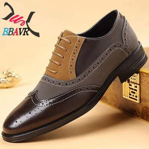 Zapatos Formales de Hombre con Cordones, Diseño Brogue a Rayas, Transpirables, de PU, para Otoño, Estilo Casual de Negocios, Talla Grande - Product Image 4