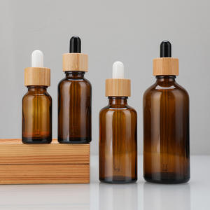 Grosir 5ml 10ml 15ml 20ml 30ml 50ml 100ml Amber kosong minyak esensial bambu penetes botol kaca dengan pipet - Product Image 5