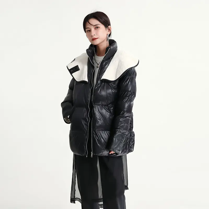 फैशन सर्दियों नई डिजाइन भावना Puffer जैकेट महिला सिलाई नीचे जैकेट Thickened बड़े अंचल महिलाओं Puffer जैकेट सर्दियों 3537