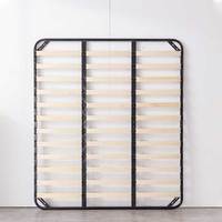 Cadre de lit en métal minimaliste stable avec support en lattes de bois, mobilier de chambre moderne pour hôtel et appartement