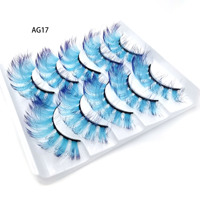 Bulu Mata Palsu 3D Mink Full Strip Model Cat Eye 5 Pasang Buatan Tangan Vegan Bebas Kekejaman Warna-warni Grosir