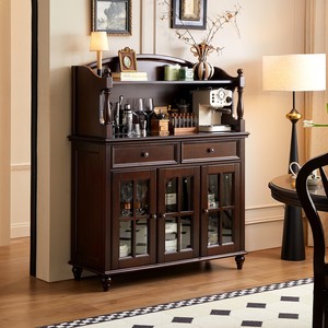 Riley <b>Sideboard</b> 118 Solid Pine Wood <b>Storage</b> Cabinet Living Room Cabinet With Glass Doors And Drawers - Product Image 1