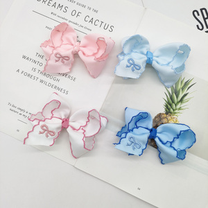 Fermaglio per capelli in gros grain personalizzato all'ingrosso rosa blu Moonstich nastro carino ricamo farfalla per la festa dei bambini della scuola - Product Image 4
