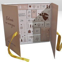 MOQ 500 Calendrier de l'Avent de Noël personnalisé de 24 jours pour emballage cadeau de maquillage et de beauté avec dorure à chaud