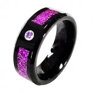 SZ CHENG JEWELERS wholesale Chinese jewelry Purple Grey Blue Green Champagne Gold Men's Black Tungsten Carbide zirconia Ring