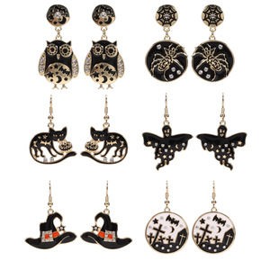 Halloween Cartoon Drop Earrings <b>Crystal</b> Rhinestone Women's Party Fashion Dangle Earrings Zinc Alloy Bezel Setting - Product Image 1