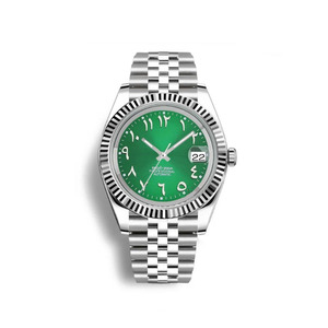 Reloj de Cuarzo de Moda para Hombre, Esfera Verde, Cristal, Correa de Acero Inoxidable de 20 mm, Puntero de Diamantes, Analógico de Lujo, 41 mm, Resistente al Agua - Product Image 2