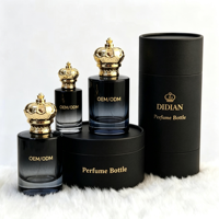 Flacon de parfum de luxe personnalisé en verre 30ml 100ml, flacon de parfum vide avec couronne 50ml, flacons vaporisateurs de Cologne et emballage