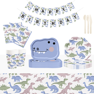 Juego de Platos Desechables Azules con Diseño de Dinosaurios para Fiestas de Cumpleaños de Niños, Decoraciones Personalizadas para Fiestas Infantiles de la Fábrica DAMAI - Product Image 2