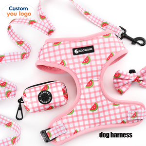 Custom Dog Harness Set Luxury Pet Collar Leash Front Clip Adjustable Dog Harness Leash Full Custom Branding Pet Harness Set