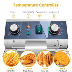 Friteuse électrique commerciale HUAZE 13L/13.7QT avec contrôle de la température et minuterie 1800W 120V pour hôtels et opérations à grande échelle - Product Image 4
