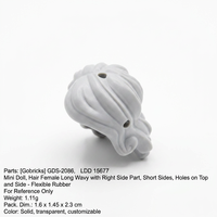 Gobricks GDS-2086 Vente en gros de blocs de construction LDD 15677 Cheveux de minipoupée longs ondulés avec raie latérale droite et côtés courts, pièces de figurine en briques