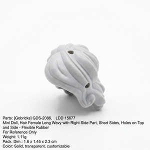 Gobricks GDS-2086 Venta al por mayor de bloques de construcción LDD 15677 Minidoll Cabello largo ondulado con raya lateral derecha y laterales cortos Piezas de figuras de ladrillos - Product Image 2