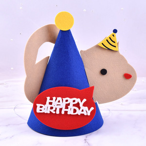 Mũ sinh nhật bằng nỉ bán buôn, trẻ em người lớn, một tuổi, trang trí tiệc, hoạt hình, phiên bản Hàn Quốc, không dệt - Product Image 3