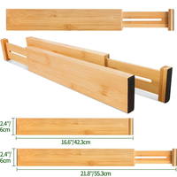 Lot de 6 séparateurs de tiroirs ajustables en bambou, personnalisables avec logo et marque privée, organisateurs extensibles pour cuisine, salle de bain, bureau