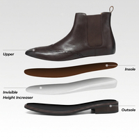 Stivali alla Moda in Vera Pelle da Uomo, Stivali con Rialzo Interno, Aumento di Altezza 7cm, Logo Personalizzabile, Stivali Chelsea da Uomo