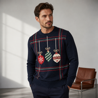 Pull de Noël moche pour homme, tricoté à motif écossais, chaud pour l'hiver, 12GG, faible MOQ, ODM, en mélange de cachemire jacquard