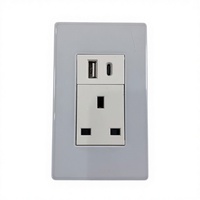 Prise Standard TEPY-CUSB pour l'Exportation, Marque Chinoise, Prise Double USB avec Panneau en Verre pour Royaume-Uni, États-Unis, Australie, Afrique du Sud