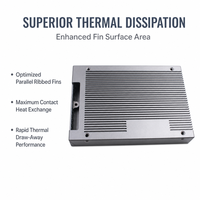 Dissipateur thermique à ailettes en aluminium anodisé argenté sur mesure, fabriqué par le producteur, livraison rapide pour système d'automatisation