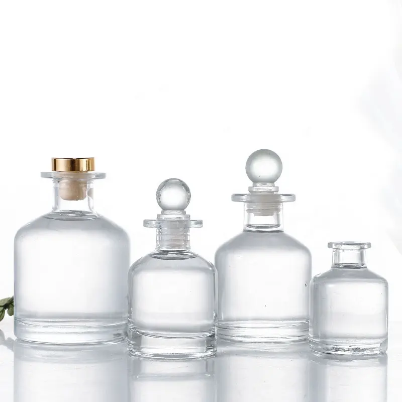 Groothandel Clear Custom Kleur 50Ml 100Ml 150Ml 200Ml 250Ml Ronde Essentiële Olie Reed Diffuser Glazen fles Voor Geur Gebruik