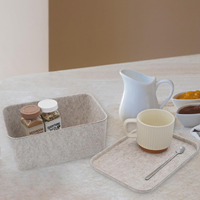 Organiseur de tiroir de bureau au design minimaliste et écologique, boîtes de rangement en feutre couleur avoine, décoration intérieure