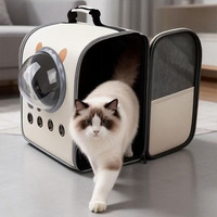 Sac à dos pour chat et animal de compagnie, design capsule spatiale avec oreilles d'ours MAOBAO, fenêtre transparente pour observation, portable, double bandoulière