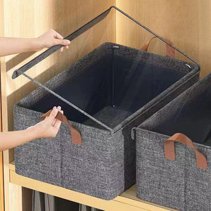 <span class=keywords><strong>Caja</strong></span> de Almacenamiento Plegable de Tela con Asas, Diseño Multifuncional, Moderna, Rectangular, a Prueba de Polvo, Organizador Portátil para Armario del Hogar - Product Image 1