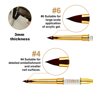 Pinceau Polygel 2-en-1 Premium, Pinceau à Ongles Acrylique Double Embout, Spatule Métallique, Outil Professionnel d'<span class=keywords><strong>Extension</strong></span> d'Ongles, Design Blanc et Or - Product Image 4