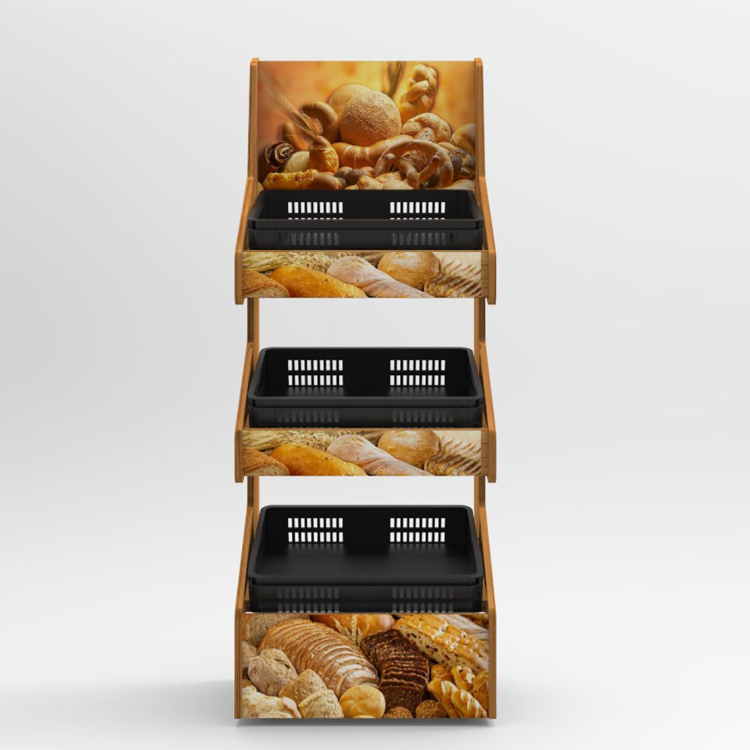 Custom Floorstanding Metal Tube Display Stand Sauce Jar Display Rack with Wooden Shelves for Department Store — view 2
