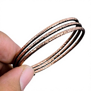 Factory Price Handcrafted Solid Pure Copper Cuff Ornate Hammered Triple Wire Finish Wristband - Product Image 1