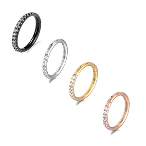 Anillo Segmentado Articulado de Titanio G23 con Circonitas Cúbicas Pavé, Aro Sin Costuras, Pendiente de Nariz, Joyería de Lujo para <span class=keywords><strong>Piercing</strong></span> - Product Image 5