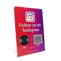 Plaques en acrylique pour réseaux sociaux avec support de code QR, logo Instagram, en acrylique, à poser sur table |   Sans application, sans frais, compatible