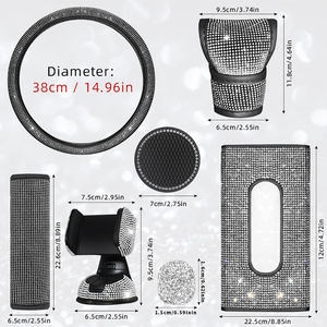 12 Uds. De accesorios ostentosos para Interior de coche, <span class=keywords><strong>funda</strong></span> Universal para <span class=keywords><strong>volante</strong></span> de coche, soporte de plástico para teléfono, visera, <span class=keywords><strong>funda</strong></span> de tejido, almohadilla para cinturón de seguridad - Product Image 3