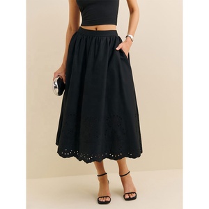 Private Label Natural Waist Casual <b>Knee</b>-<b>Length</b> <b>A</b>-<b>Line</b> Design Spandex/Cotton <b>Skirt</b> High Quality Ladies OEM/ODM Women's Elegant - Product Image 2