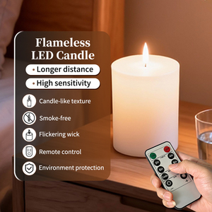 Vela LED simulada grande sem chama, com controle remoto, temporizador, funciona a bateria, com efeito de cintilação, para decoração de casa, casamentos, festivais e festas. - Product Image 1